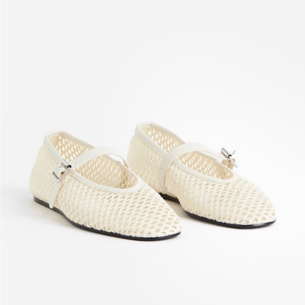H&M Cream Braided Mesh Maryjane Flat